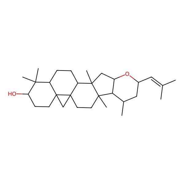 2D Structure of (1S,4R,5R,6R,8R,10S,12S,13S,16R,18S,21R)-4,6,12,17,17-pentamethyl-8-(2-methylprop-1-enyl)-9-oxahexacyclo[11.9.0.01,21.04,12.05,10.016,21]docosan-18-ol