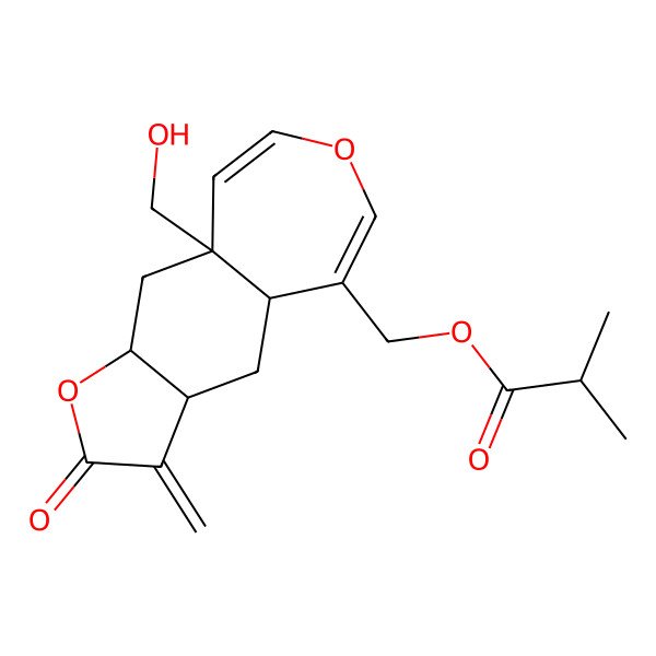 2D Structure of [(3aR,4aR,9aR,10aS)-9a-(hydroxymethyl)-3-methylidene-2-oxo-4,4a,10,10a-tetrahydro-3aH-furo[3,2-h][3]benzoxepin-5-yl]methyl 2-methylpropanoate