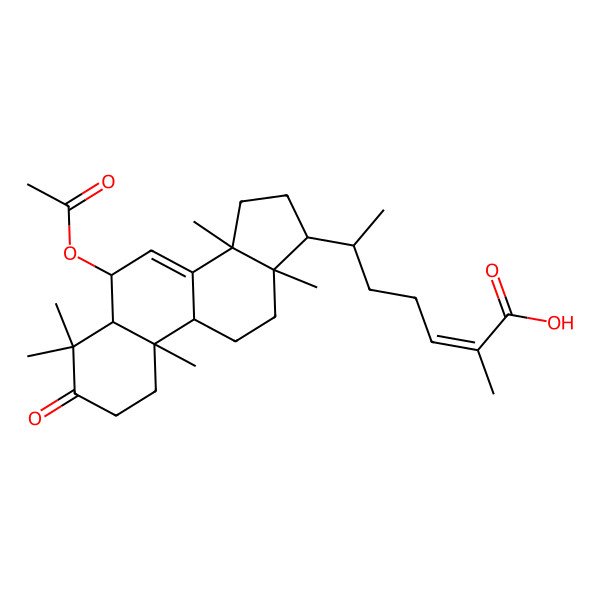 2D Structure of 6-(6-Acetyloxy-4,4,10,13,14-pentamethyl-3-oxo-1,2,5,6,9,11,12,15,16,17-decahydrocyclopenta[a]phenanthren-17-yl)-2-methylhept-2-enoic acid