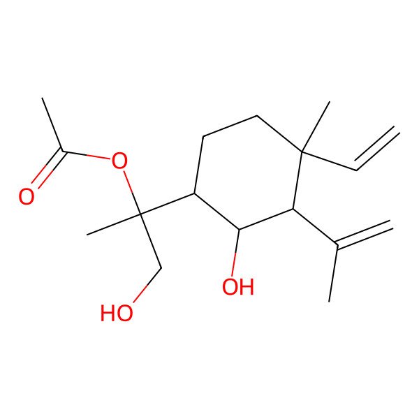 2D Structure of [(2R)-2-[(1R,2R,3S,4S)-4-ethenyl-2-hydroxy-4-methyl-3-prop-1-en-2-ylcyclohexyl]-1-hydroxypropan-2-yl] acetate