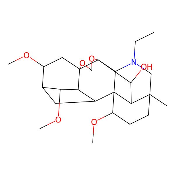 2D Structure of (1R,2S,3S,4R,5S,6S,8S,12R,13R,16S,19R,20S,21S)-14-ethyl-4,6,19-trimethoxy-16-methyl-9,11-dioxa-14-azaheptacyclo[10.7.2.12,5.01,13.03,8.08,12.016,20]docosan-21-ol