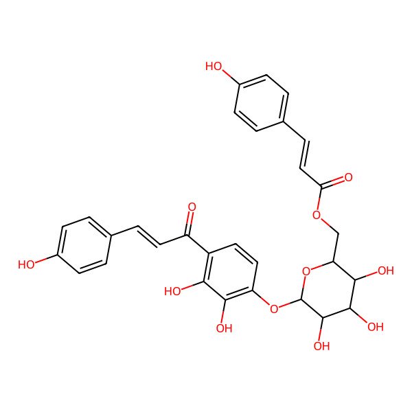 2D Structure of [6-[2,3-Dihydroxy-4-[3-(4-hydroxyphenyl)prop-2-enoyl]phenoxy]-3,4,5-trihydroxyoxan-2-yl]methyl 3-(4-hydroxyphenyl)prop-2-enoate