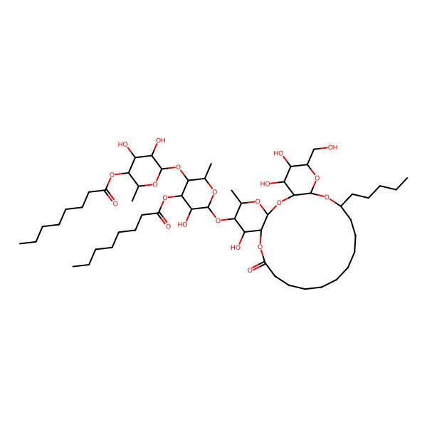 2D Structure of [4,5-Dihydroxy-6-[5-hydroxy-2-methyl-4-octanoyloxy-6-[[7,25,26-trihydroxy-24-(hydroxymethyl)-5-methyl-10-oxo-20-pentyl-2,4,9,21,23-pentaoxatricyclo[20.4.0.03,8]hexacosan-6-yl]oxy]oxan-3-yl]oxy-2-methyloxan-3-yl] octanoate
