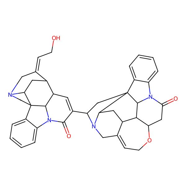 2D Structure of (4aR,5aS,7R,8aR,13aS,15aS,15bR)-7-[(1R,12R,13R,14E,19S,21S)-14-(2-hydroxyethylidene)-9-oxo-8,16-diazahexacyclo[11.5.2.11,8.02,7.016,19.012,21]henicosa-2,4,6,10-tetraen-10-yl]-4a,5,5a,7,8,13a,15,15a,15b,16-decahydro-2H-4,6-methanoindolo[3,2,1-ij]oxepino[2,3,4-de]pyrrolo[2,3-h]quinolin-14-one