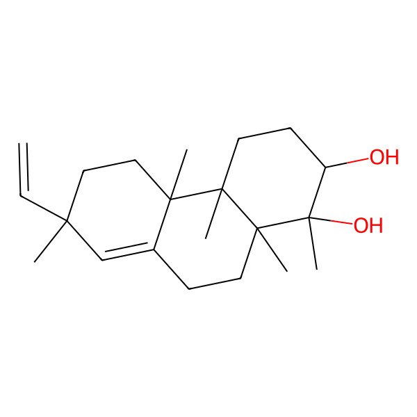 2D Structure of (1R,2S,4aR,4bS,7R,10aR)-7-ethenyl-1,4a,4b,7,10a-pentamethyl-3,4,5,6,9,10-hexahydro-2H-phenanthrene-1,2-diol