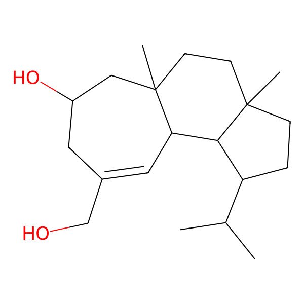 2D Structure of 9-(Hydroxymethyl)-3a,5a-dimethyl-1-propan-2-yl-1,2,3,4,5,6,7,8,10a,10b-decahydrocyclohepta[e]inden-7-ol