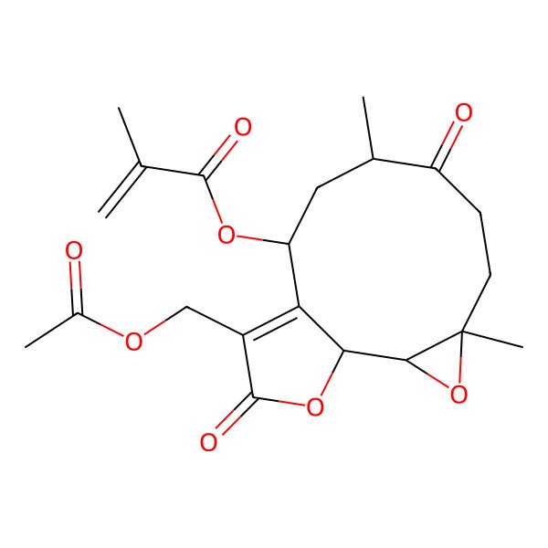 2D Structure of [(1S,2S,4R,8R,10S)-12-(acetyloxymethyl)-4,8-dimethyl-7,13-dioxo-3,14-dioxatricyclo[9.3.0.02,4]tetradec-11-en-10-yl] 2-methylprop-2-enoate