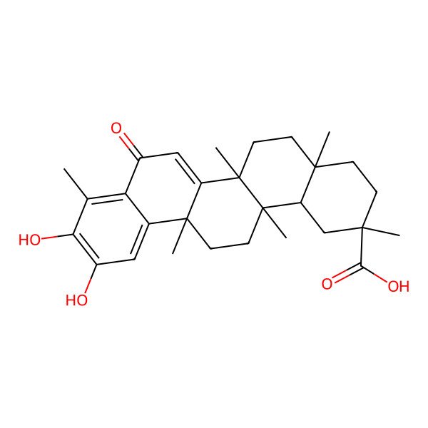 2D Structure of 10,11-Dihydroxy-2,4a,6a,6a,9,14a-hexamethyl-8-oxo-1,3,4,5,6,13,14,14b-octahydropicene-2-carboxylic acid 2D Structure of 10,11-Dihydroxy-2,4a,6a,6a,9,14a-hexamethyl-8-oxo-1,3,4,5,6,13,14,14b-octahydropicene-2-carboxylic acid