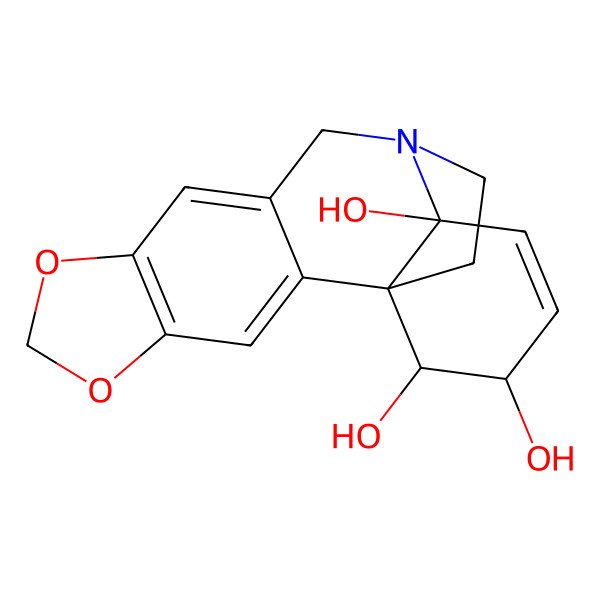 2D Structure of (1R,13S,16S,17R)-5,7-dioxa-12-azapentacyclo[10.5.2.01,13.02,10.04,8]nonadeca-2,4(8),9,14-tetraene-13,16,17-triol