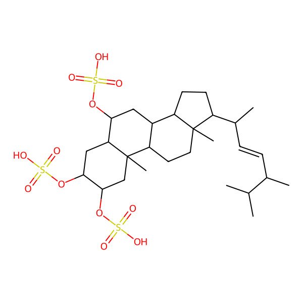 2D Structure of [17-(5,6-dimethylhept-3-en-2-yl)-10,13-dimethyl-2,3-disulfooxy-2,3,4,5,6,7,8,9,11,12,14,15,16,17-tetradecahydro-1H-cyclopenta[a]phenanthren-6-yl] hydrogen sulfate