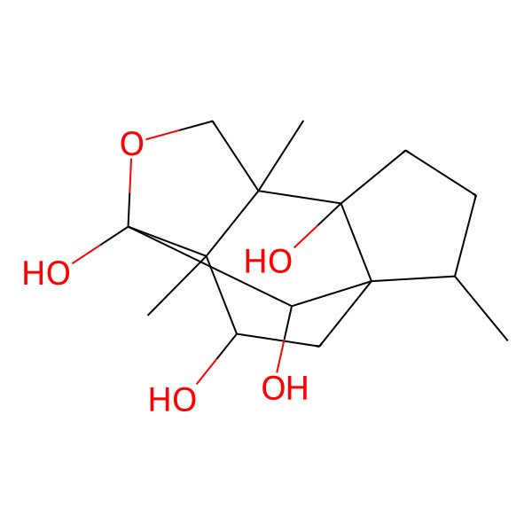 2D Structure of (1S,2R,5S,6S,9S,10S,11S,13R)-2,6,10-trimethyl-8-oxatetracyclo[7.3.1.01,5.06,10]tridecane-5,9,11,13-tetrol