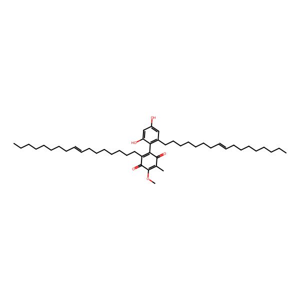2D Structure of 2-[(Z)-heptadec-8-enyl]-3-[2-[(Z)-heptadec-8-enyl]-4,6-dihydroxyphenyl]-6-methoxy-5-methylcyclohexa-2,5-diene-1,4-dione