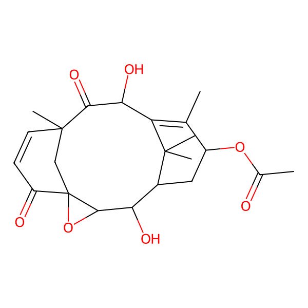 2D Structure of (4,10-Dihydroxy-8,12,17,17-tetramethyl-11,15-dioxo-2-oxatetracyclo[10.3.1.15,9.01,3]heptadeca-8,13-dien-7-yl) acetate