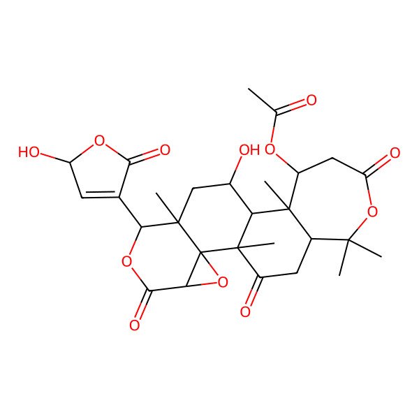 2D Structure of [(1R,2R,4S,7R,8S,10S,11R,12R,13S,18R)-10-hydroxy-7-(2-hydroxy-5-oxo-2H-furan-4-yl)-1,8,12,17,17-pentamethyl-5,15,20-trioxo-3,6,16-trioxapentacyclo[9.9.0.02,4.02,8.012,18]icosan-13-yl] acetate