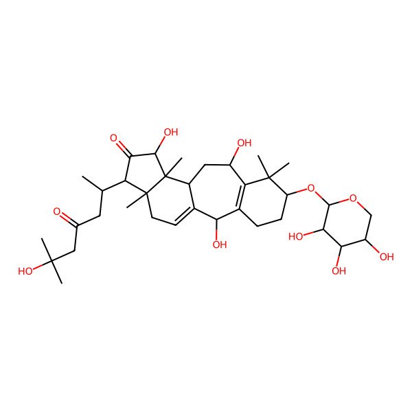 2D Structure of 2,9,13-Trihydroxy-15-(6-hydroxy-6-methyl-4-oxoheptan-2-yl)-7,7,12,16-tetramethyl-6-(3,4,5-trihydroxyoxan-2-yl)oxytetracyclo[9.7.0.03,8.012,16]octadeca-1(18),3(8)-dien-14-one