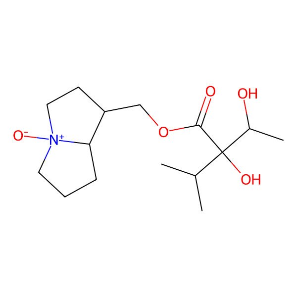 2D Structure of [(1R,8S)-4-oxido-2,3,5,6,7,8-hexahydro-1H-pyrrolizin-4-ium-1-yl]methyl (2S)-2-hydroxy-2-[(1R)-1-hydroxyethyl]-3-methylbutanoate