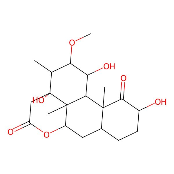 2D Structure of 4,13,16-Trihydroxy-15-methoxy-2,14,17-trimethyl-10-oxatetracyclo[7.7.1.02,7.013,17]heptadecane-3,11-dione