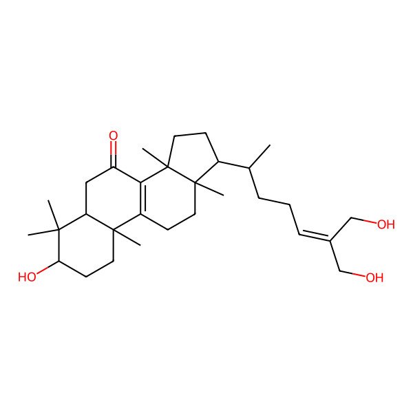 2D Structure of (3S,5R,10S,13R,14R,17R)-3-hydroxy-17-[(2S)-7-hydroxy-6-(hydroxymethyl)hept-5-en-2-yl]-4,4,10,13,14-pentamethyl-1,2,3,5,6,11,12,15,16,17-decahydrocyclopenta[a]phenanthren-7-one