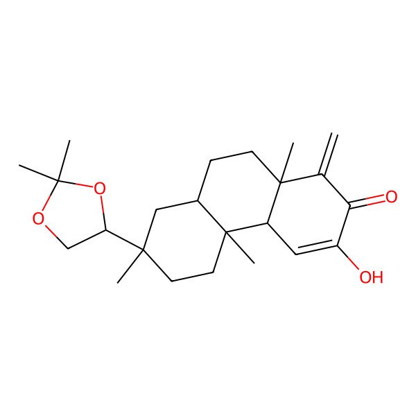 2D Structure of 7-(2,2-dimethyl-1,3-dioxolan-4-yl)-3-hydroxy-4b,7,10a-trimethyl-1-methylidene-5,6,8,8a,9,10-hexahydro-4aH-phenanthren-2-one 2D Structure of 7-(2,2-dimethyl-1,3-dioxolan-4-yl)-3-hydroxy-4b,7,10a-trimethyl-1-methylidene-5,6,8,8a,9,10-hexahydro-4aH-phenanthren-2-one