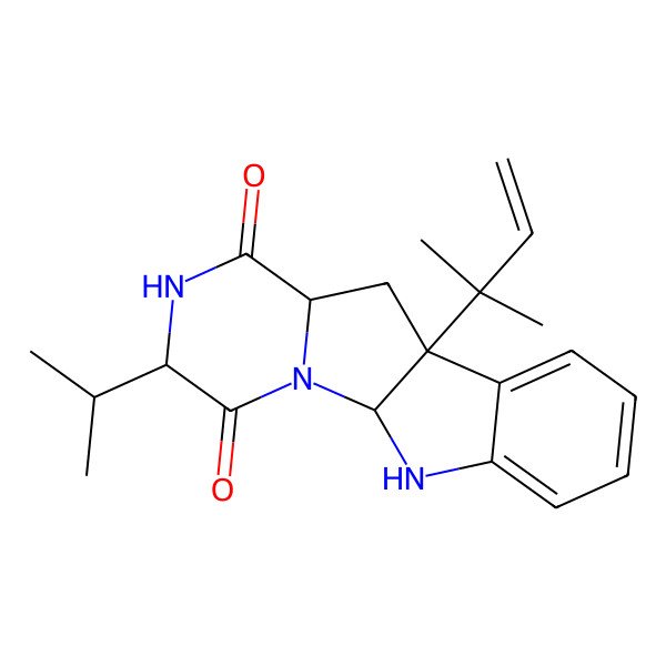 2D Structure of 9-(2-Methylbut-3-en-2-yl)-4-propan-2-yl-2,5,16-triazatetracyclo[7.7.0.02,7.010,15]hexadeca-10,12,14-triene-3,6-dione