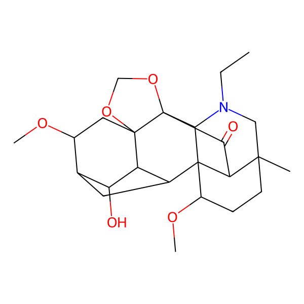2D Structure of 14-Ethyl-4-hydroxy-6,19-dimethoxy-16-methyl-9,11-dioxa-14-azaheptacyclo[10.7.2.12,5.01,13.03,8.08,12.016,20]docosan-21-one
