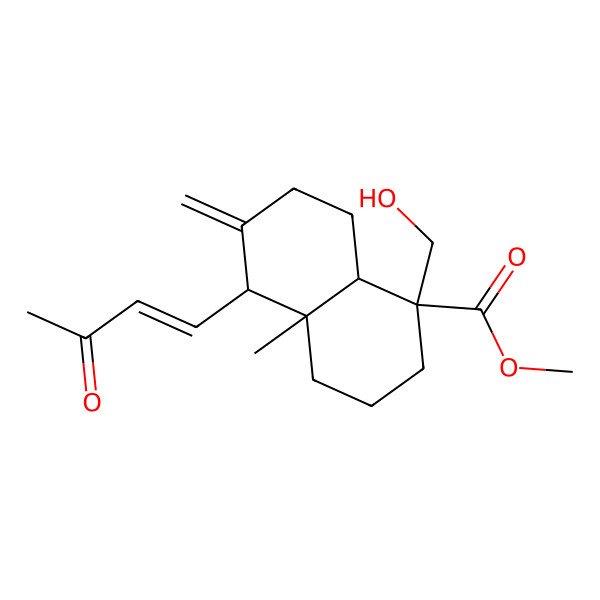 2D Structure of methyl (1S,4aS,5S,8aR)-1-(hydroxymethyl)-4a-methyl-6-methylidene-5-(3-oxobut-1-enyl)-3,4,5,7,8,8a-hexahydro-2H-naphthalene-1-carboxylate