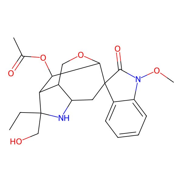 2D Structure of [(1S,2R,4S,6R,7R,8S,11S)-6-ethyl-6-(hydroxymethyl)-1'-methoxy-2'-oxospiro[10-oxa-5-azatricyclo[5.3.1.04,8]undecane-2,3'-indole]-11-yl] acetate