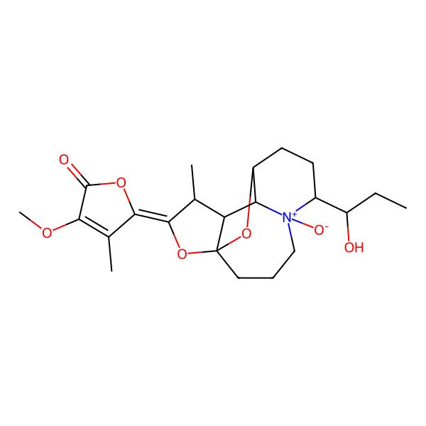 2D Structure of (5Z)-5-[(1S,6R,9R,10R,11R,12S)-6-[(1R)-1-hydroxypropyl]-12-methyl-5-oxido-14,15-dioxa-5-azoniatetracyclo[7.5.1.01,11.05,10]pentadecan-13-ylidene]-3-methoxy-4-methylfuran-2-one