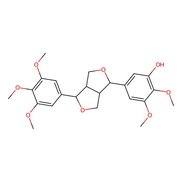 2D Structure of 5-[(3S,3aR,6S,6aR)-6-(3,4,5-trimethoxyphenyl)-1,3,3a,4,6,6a-hexahydrofuro[3,4-c]furan-3-yl]-2,3-dimethoxyphenol