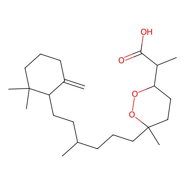 2D Structure of (2S)-2-[(3R,6R)-6-[(4R)-6-[(1S)-2,2-dimethyl-6-methylidenecyclohexyl]-4-methylhexyl]-6-methyldioxan-3-yl]propanoic acid