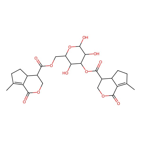 2D Structure of [3,5,6-trihydroxy-4-(7-methyl-1-oxo-4,4a,5,6-tetrahydro-3H-cyclopenta[c]pyran-4-carbonyl)oxyoxan-2-yl]methyl 7-methyl-1-oxo-4,4a,5,6-tetrahydro-3H-cyclopenta[c]pyran-4-carboxylate