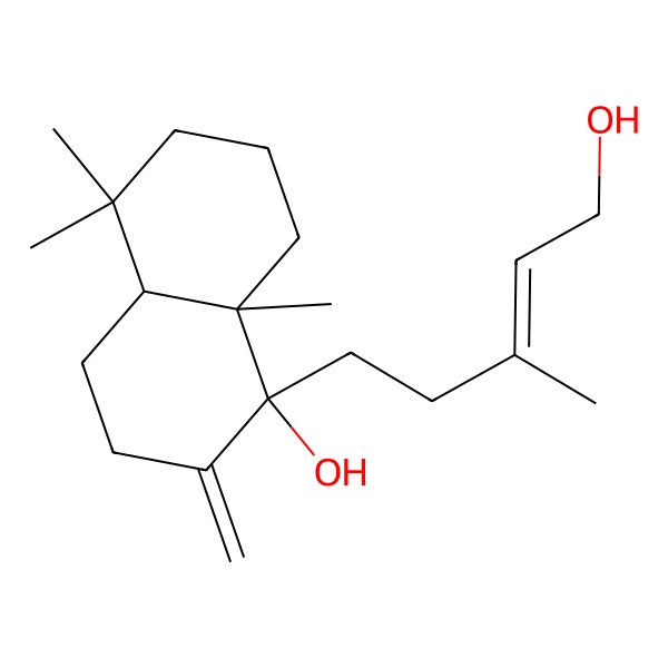 2D Structure of (1S,4aR,8aR)-1-[(E)-5-hydroxy-3-methylpent-3-enyl]-5,5,8a-trimethyl-2-methylidene-3,4,4a,6,7,8-hexahydronaphthalen-1-ol