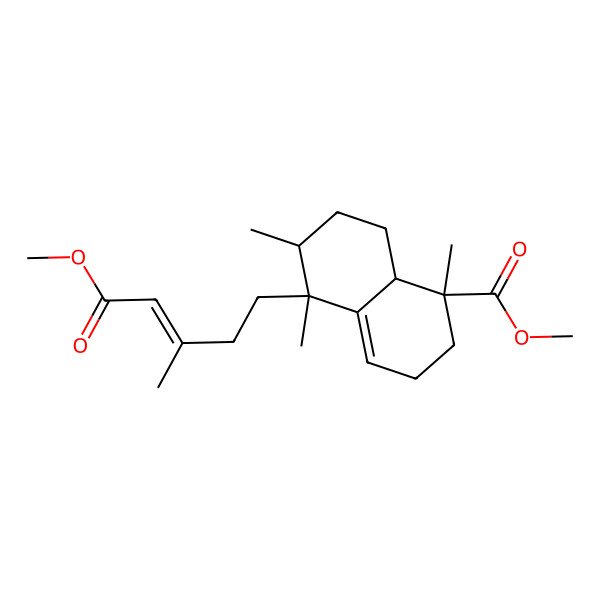 2D Structure of methyl (1S,5R,6S,8aS)-5-[(E)-5-methoxy-3-methyl-5-oxopent-3-enyl]-1,5,6-trimethyl-2,3,6,7,8,8a-hexahydronaphthalene-1-carboxylate