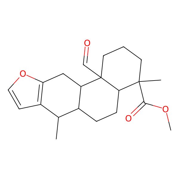2D Structure of Methyl 11b-formyl-4,7-dimethyl-1,2,3,4a,5,6,6a,7,11,11a-decahydronaphtho[2,1-f][1]benzofuran-4-carboxylate