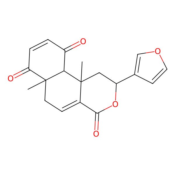 2D Structure of (2R,6aR,10aS,10bS)-2-(furan-3-yl)-6a,10b-dimethyl-1,2,6,10a-tetrahydrobenzo[f]isochromene-4,7,10-trione