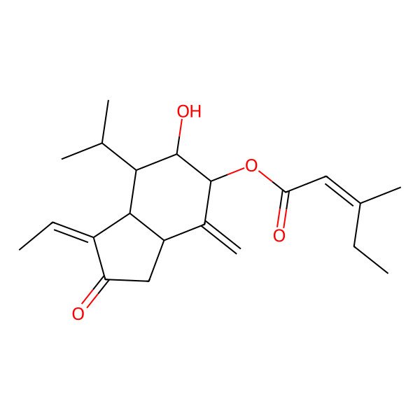 2D Structure of [(1Z,3aR,5S,6S,7S,7aR)-1-ethylidene-6-hydroxy-4-methylidene-2-oxo-7-propan-2-yl-3,3a,5,6,7,7a-hexahydroinden-5-yl] (E)-3-methylpent-2-enoate