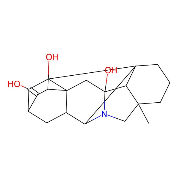 2D Structure of (1R,5S,8R,9S,11R,13R,14R,16R,17R,18S,19S)-5-methyl-12-methylidene-7-azaheptacyclo[9.6.2.01,8.05,17.07,16.09,14.014,18]nonadecane-13,16,19-triol