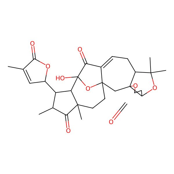 2D Structure of 15-hydroxy-9,9,18,20-tetramethyl-17-(4-methyl-5-oxo-2H-furan-2-yl)-4,8,23-trioxahexacyclo[13.7.1.01,13.03,7.03,10.016,20]tricos-12-ene-5,14,19-trione