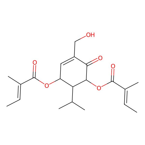 2D Structure of [(1R,5S,6R)-3-(hydroxymethyl)-5-(2-methylbut-2-enoyloxy)-4-oxo-6-propan-2-ylcyclohex-2-en-1-yl] 2-methylbut-2-enoate