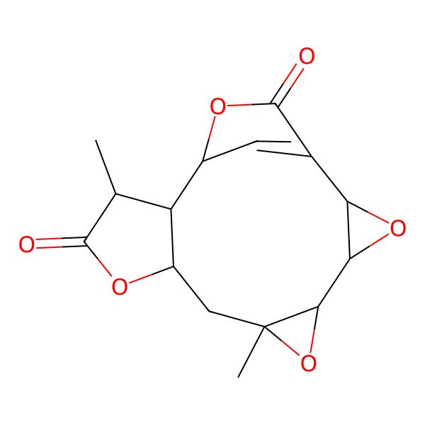 2D Structure of (2R,4R,5S,7S,9S,12R,13R,14S)-7,12-dimethyl-3,6,10,15-tetraoxapentacyclo[12.2.1.02,4.05,7.09,13]heptadec-1(17)-ene-11,16-dione