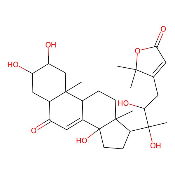 2D Structure of 4-[(2R,3R)-2,3-dihydroxy-3-[(2S,3R,5R,9R,10R,13R,14S,17S)-2,3,14-trihydroxy-10,13-dimethyl-6-oxo-2,3,4,5,9,11,12,15,16,17-decahydro-1H-cyclopenta[a]phenanthren-17-yl]butyl]-5,5-dimethylfuran-2-one