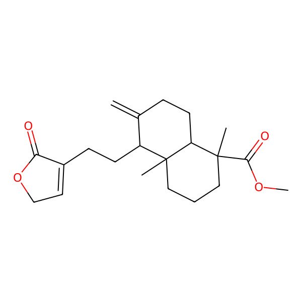 2D Structure of Methyl 1,4a-dimethyl-6-methylidene-5-[2-(2-oxo-2,5-dihydrofuran-3-yl)ethyl]-decahydronaphthalene-1-carboxylate