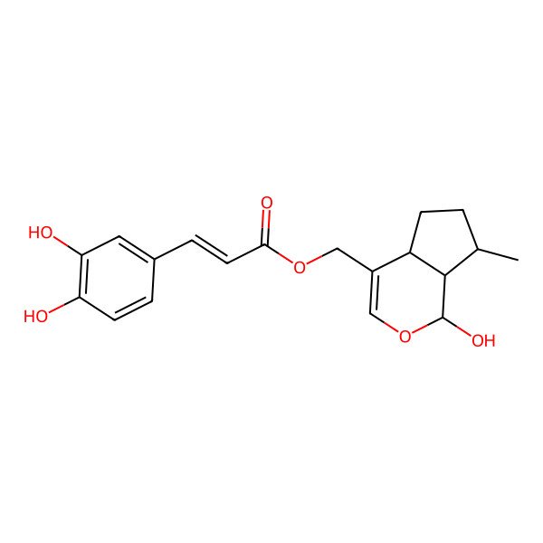 2D Structure of (1-Hydroxy-7-methyl-1,4a,5,6,7,7a-hexahydrocyclopenta[c]pyran-4-yl)methyl 3-(3,4-dihydroxyphenyl)prop-2-enoate