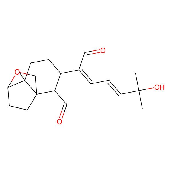 2D Structure of (1S,2R,3S,6S,7S)-3-[(2E,4Z)-6-hydroxy-6-methyl-1-oxohepta-2,4-dien-2-yl]-6-methyl-8-oxatricyclo[5.2.2.01,6]undecane-2-carbaldehyde