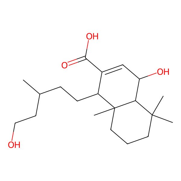 2D Structure of (1R,4S,4aS,8aR)-4-hydroxy-1-[(3R)-5-hydroxy-3-methylpentyl]-5,5,8a-trimethyl-1,4,4a,6,7,8-hexahydronaphthalene-2-carboxylic acid