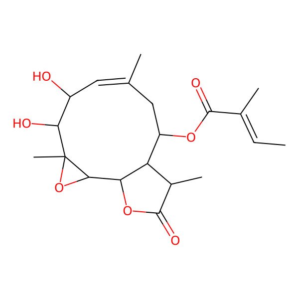 2D Structure of [(1S,2S,4R,5S,6R,7E,10R,11R,12S)-5,6-dihydroxy-4,8,12-trimethyl-13-oxo-3,14-dioxatricyclo[9.3.0.02,4]tetradec-7-en-10-yl] (E)-2-methylbut-2-enoate