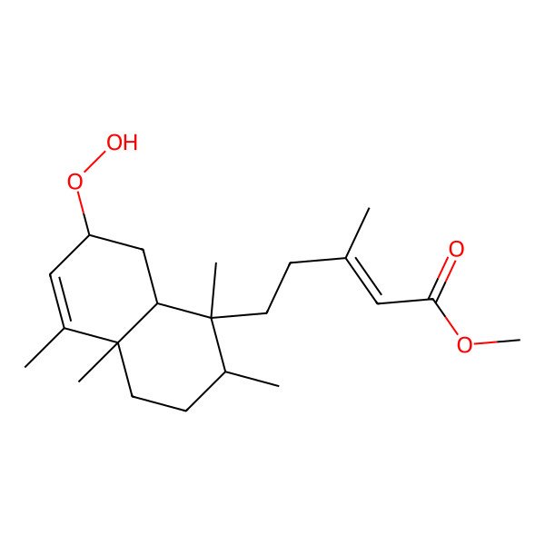 2D Structure of methyl (E)-5-[(1S,2R,4aR,7S,8aR)-7-hydroperoxy-1,2,4a,5-tetramethyl-2,3,4,7,8,8a-hexahydronaphthalen-1-yl]-3-methylpent-2-enoate