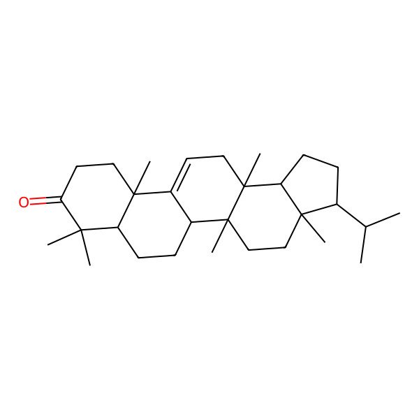2D Structure of (3R,3aR,5aR,5bR,7aR,11aS,13aS,13bR)-3a,5a,8,8,11a,13a-hexamethyl-3-propan-2-yl-2,3,4,5,5b,6,7,7a,10,11,13,13b-dodecahydro-1H-cyclopenta[a]chrysen-9-one
