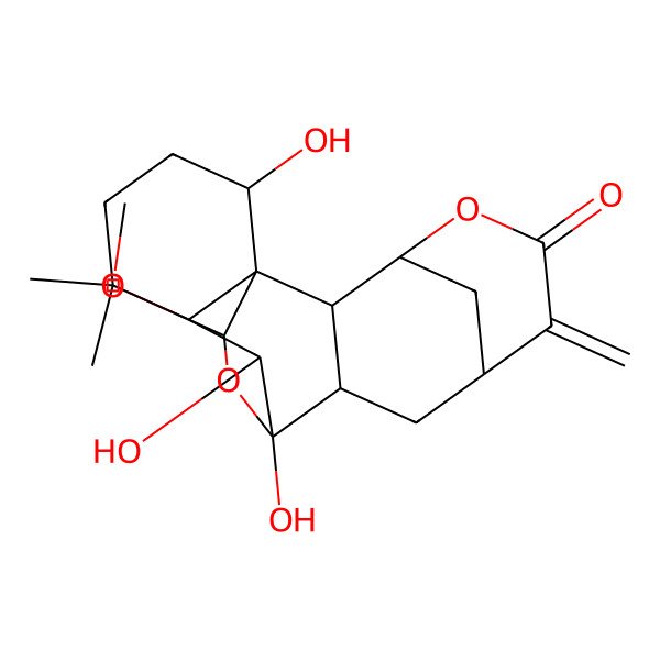 2D Structure of 10,11,16-Trihydroxy-17-methoxy-13,13-dimethyl-6-methylidene-4,18-dioxapentacyclo[8.6.2.13,7.01,12.02,9]nonadecan-5-one