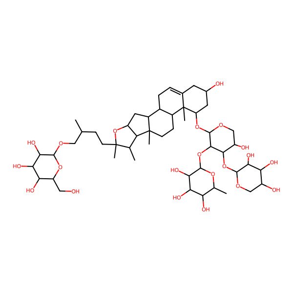 2D Structure of (2S,3R,4R,5R,6S)-2-[(2S,3R,4S,5S)-5-hydroxy-2-[[(1S,2S,4S,6S,7S,8R,9S,12S,13R,14R,16R)-16-hydroxy-6,7,9,13-tetramethyl-6-[(3R)-3-methyl-4-[(2R,3R,4S,5S,6R)-3,4,5-trihydroxy-6-(hydroxymethyl)oxan-2-yl]oxybutyl]-5-oxapentacyclo[10.8.0.02,9.04,8.013,18]icos-18-en-14-yl]oxy]-4-[(2S,3R,4S,5R)-3,4,5-trihydroxyoxan-2-yl]oxyoxan-3-yl]oxy-6-methyloxane-3,4,5-triol